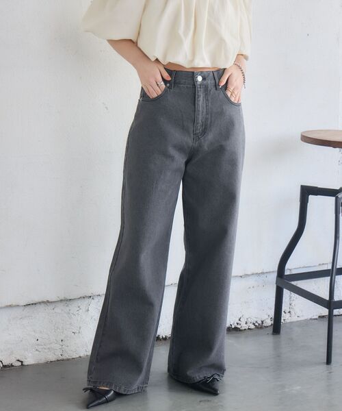 RETRO GIRL(レトロガール)の「ストレートデニムPT(デニムパンツ・レディース・ケミカルウォッシュ/ブラック・SMALL/MEDIUM/LARGE)」の2枚目の写真