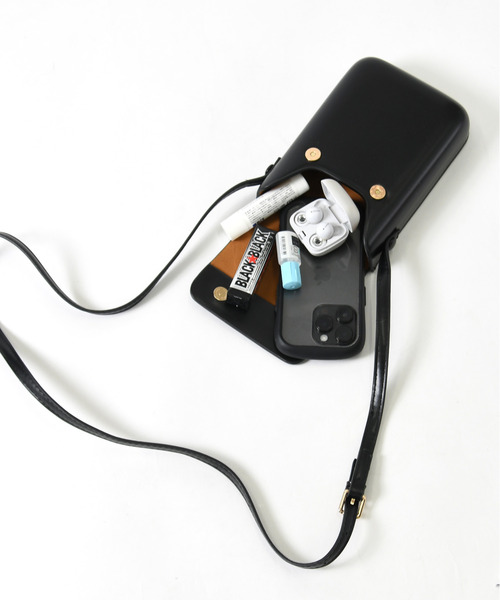 neos（ネオス）の「【neos】フェイクレザー ミニショルダーバッグ メンズ レディース ミニポーチ スマホポーチ コンパクト（ショルダーバッグ・メンズ・ブラック/ホワイト・FREE）」の11枚目の写真