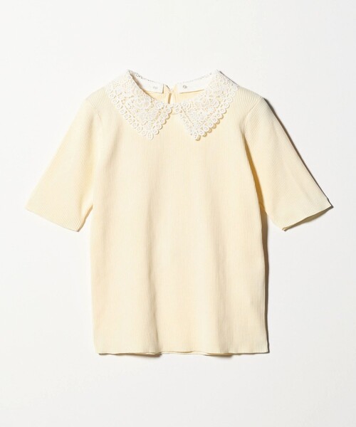 green label relaxing(グリーンレーベルリラクシング)の「リブ エリレース 2WAY 5分袖 ニット プルオーバー(ニット/セーター・レディース・ネイビー/その他1/ベージュ/オフホワイト・FREE)」の7枚目の写真