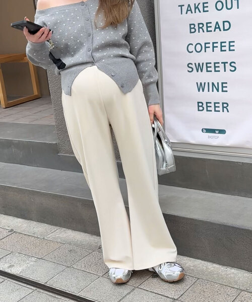 セール】[ mamaレタス ] ストレッチワイドパンツ（マタニティウェア