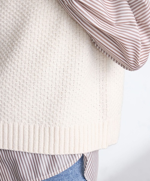 GALLORIA（ギャローリア）の「ポコポコ柄編みニットベスト（ベスト・レディース・ライトイエロー/オフホワイト/ネイビー・L/LL/M/S）」の12枚目の写真