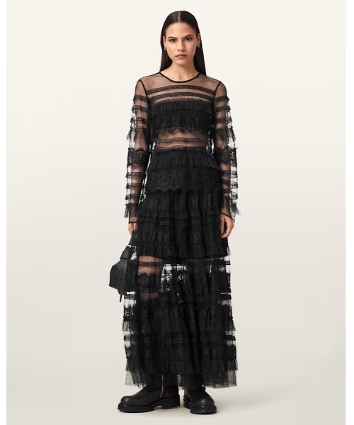 ALLSAINTS（オールセインツ）の「ARLEA TULLE MAXI SKIRT | ARLEA チュール マキシ スカート（スカート・レディース・ブラック・4/6/8/10）」の6枚目の写真