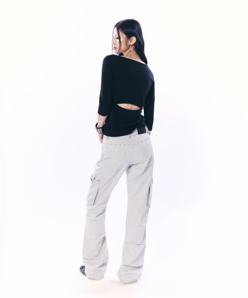 SETUP-EXE(セットアップイーエックスイー)の「BOOTCUT CARGO PANTS / LIGHT GRAY(その他パンツ・レディース・その他・SMALL/MEDIUM)」の5枚目の写真