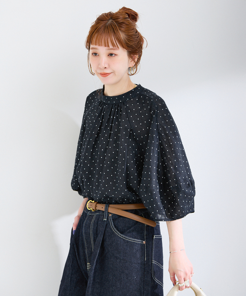 B.C STOCK(ベーセーストック)の「《追加7》手洗い可 / フレンチリネン2wayブラウス(シャツ/ブラウス・レディース・ブラウン/ホワイト/ブラックミックス/ライトブルー/ブラック・FREE)」の16枚目の写真