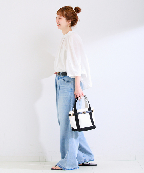 B.C STOCK(ベーセーストック)の「《追加7》手洗い可 / フレンチリネン2wayブラウス(シャツ/ブラウス・レディース・ブラウン/ホワイト/ブラックミックス/ライトブルー/ブラック・FREE)」の19枚目の写真