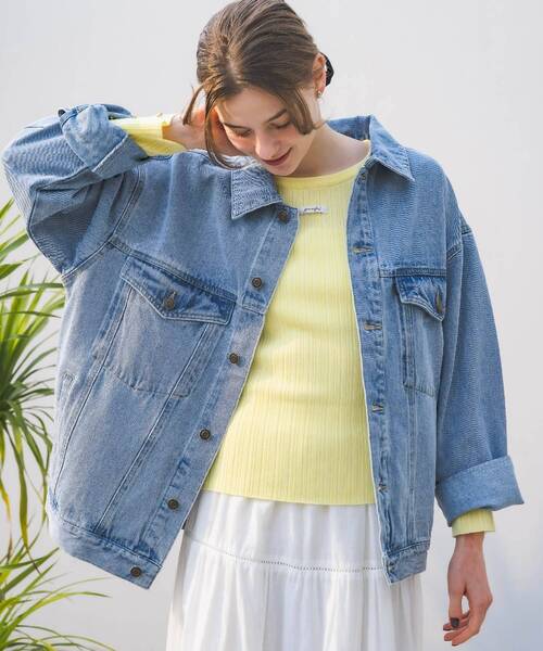 RETRO GIRL（レトロガール）の「デニムGジャン（デニムジャケット・レディース・ケミカルウォッシュ/ライトブルー/ブラック・FREE）」の4枚目の写真