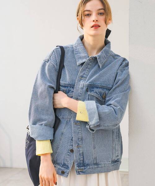 RETRO GIRL（レトロガール）の「デニムGジャン（デニムジャケット・レディース・ケミカルウォッシュ/ライトブルー/ブラック・FREE）」の9枚目の写真