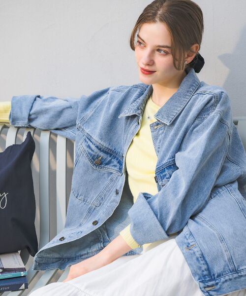 RETRO GIRL（レトロガール）の「デニムGジャン（デニムジャケット・レディース・ケミカルウォッシュ/ライトブルー/ブラック・FREE）」の11枚目の写真