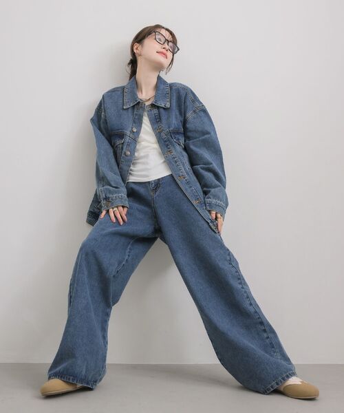 RETRO GIRL(レトロガール)の「デニムGジャン(デニムジャケット・レディース・ケミカルウォッシュ/ライトブルー/ブラック・FREE)」の17枚目の写真