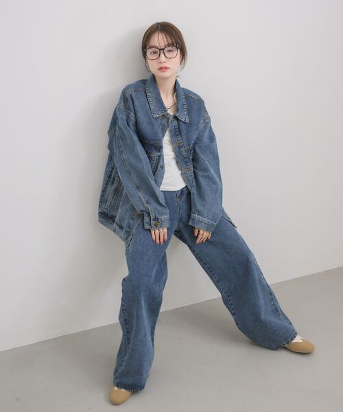 RETRO GIRL(レトロガール)の「デニムGジャン(デニムジャケット・レディース・ケミカルウォッシュ/ライトブルー/ブラック・FREE)」の18枚目の写真