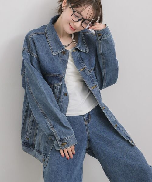 RETRO GIRL(レトロガール)の「デニムGジャン(デニムジャケット・レディース・ケミカルウォッシュ/ライトブルー/ブラック・FREE)」の19枚目の写真