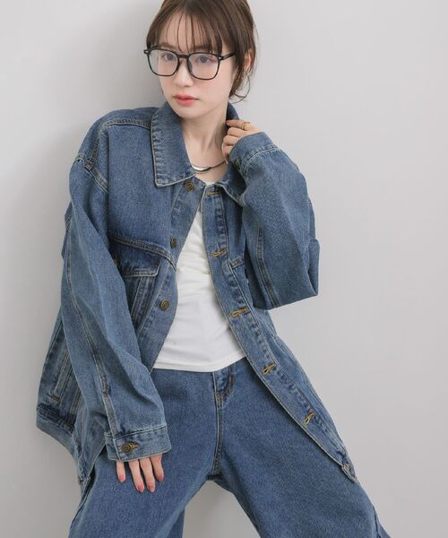 RETRO GIRL(レトロガール)の「デニムGジャン(デニムジャケット・レディース・ケミカルウォッシュ/ライトブルー/ブラック・FREE)」の20枚目の写真