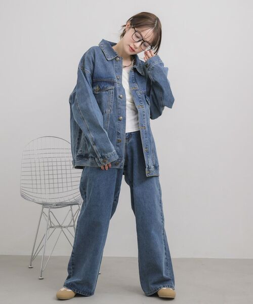 RETRO GIRL(レトロガール)の「デニムGジャン(デニムジャケット・レディース・ケミカルウォッシュ/ライトブルー/ブラック・FREE)」の21枚目の写真