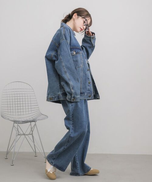 RETRO GIRL(レトロガール)の「デニムGジャン(デニムジャケット・レディース・ケミカルウォッシュ/ライトブルー/ブラック・FREE)」の22枚目の写真