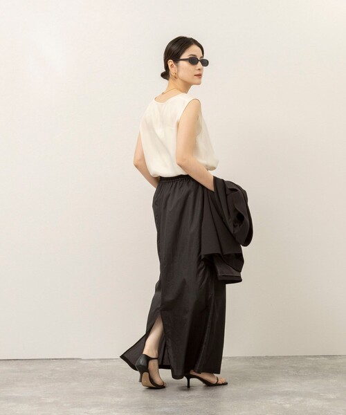 MAQWEL（マクウェル）の「《セットアップ対応》【MAQWEL/マクウェル】ウォッシャブルシアースカート（スカート・レディース・ブラック/ブラウン/オフホワイト・FREE）」の4枚目の写真