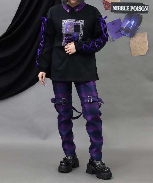 NIBBLE POISON（ニブルポイズン）の「レースアップボンテージパンツ（その他パンツ・レディース・ブラック/パープル・MEDIUM）」の8枚目の写真
