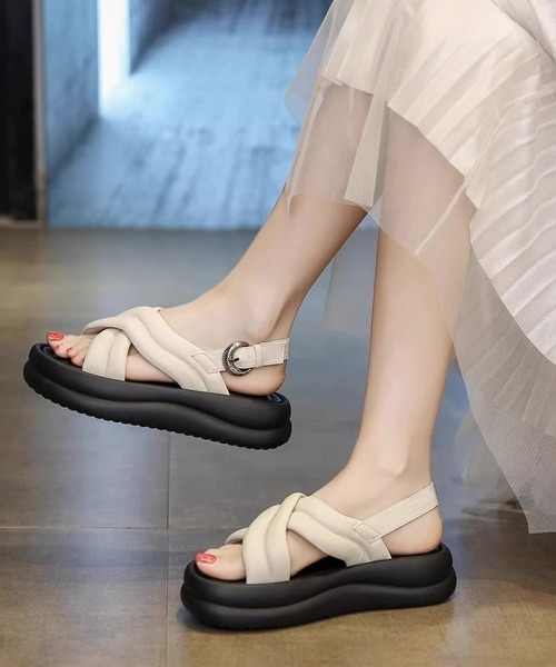 Miniministore(ミニミニストア)の「クロスストラップサンダル厚底シューズ夏靴(サンダル・レディース・アイボリー/ブラック/シルバー・24.5cm/24.0cm/22.5cm/23.0cm/23.5cm)」の7枚目の写真
