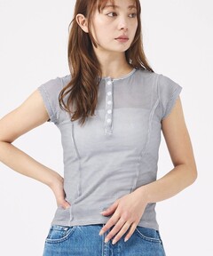 セール】別注【miller×lulu】シアーヘンリーネックTEE（Tシャツ