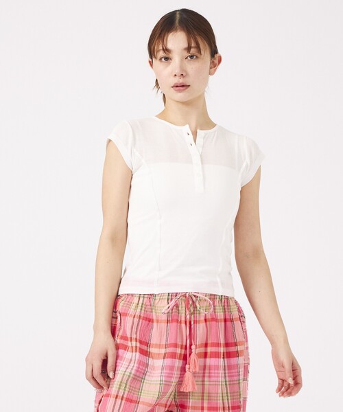 MILLER(ミラー)の「【MILLER/ミラー】Light Prib Henly S/S Tee / ライトパネルリブヘンリーショートスリーブTEE / 半袖ヘンリーT(Tシャツ/カットソー・レディース・オフホワイト/グレー/ブラック/ピンク/ネイビー・フリー)」の12枚目の写真