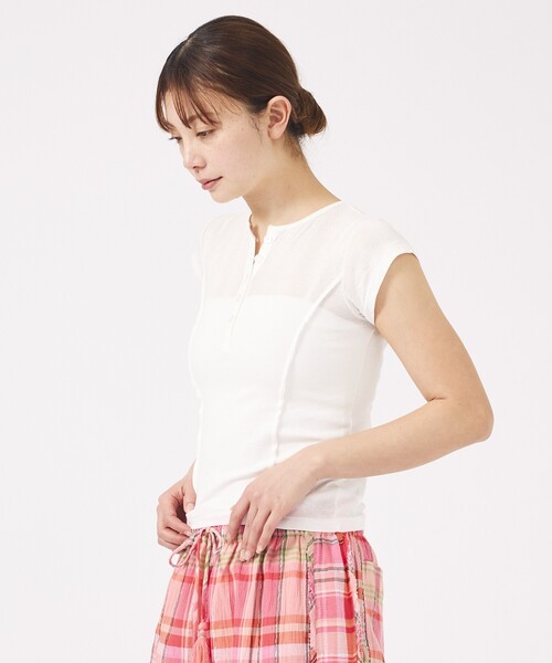 MILLER(ミラー)の「【MILLER/ミラー】Light Prib Henly S/S Tee / ライトパネルリブヘンリーショートスリーブTEE / 半袖ヘンリーT(Tシャツ/カットソー・レディース・オフホワイト/グレー/ブラック/ピンク/ネイビー・フリー)」の11枚目の写真