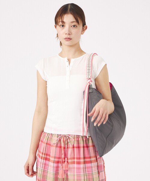 MILLER(ミラー)の「【MILLER/ミラー】Light Prib Henly S/S Tee / ライトパネルリブヘンリーショートスリーブTEE / 半袖ヘンリーT(Tシャツ/カットソー・レディース・オフホワイト/グレー/ブラック/ピンク/ネイビー・フリー)」の10枚目の写真