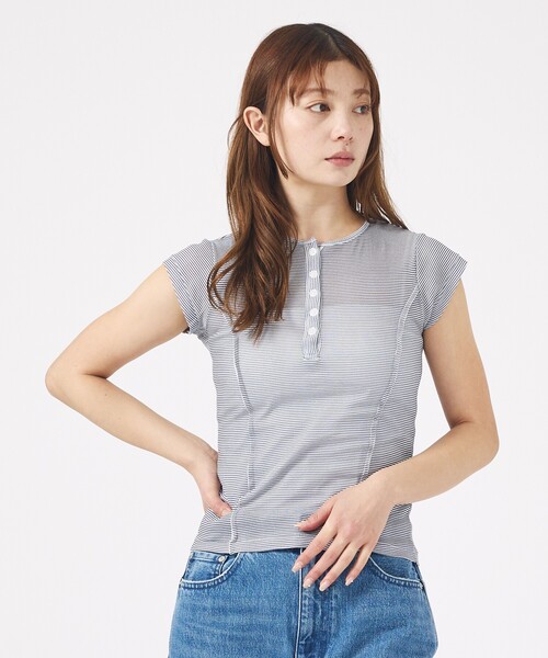 MILLER(ミラー)の「【MILLER/ミラー】Light Prib Henly S/S Tee / ライトパネルリブヘンリーショートスリーブTEE / 半袖ヘンリーT(Tシャツ/カットソー・レディース・オフホワイト/グレー/ブラック/ピンク/ネイビー・フリー)」の22枚目の写真