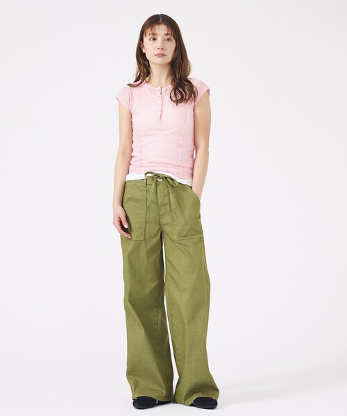 MILLER(ミラー)の「【MILLER/ミラー】Light Prib Henly S/S Tee / ライトパネルリブヘンリーショートスリーブTEE / 半袖ヘンリーT(Tシャツ/カットソー・レディース・オフホワイト/グレー/ブラック/ピンク/ネイビー・フリー)」の19枚目の写真