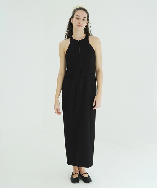 CLANE（クラネ）の「FRONT ZIP AMERICAN SLEEVE ONEPIECE（ワンピース・レディース・ブラック/その他・0/1/2）」の4枚目の写真