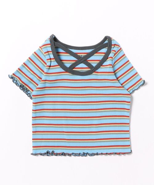 MARKEY'S（マーキーズ）の「先染めボーダーハンソデカットソー（Tシャツ/カットソー・キッズ・オレンジ/ライトブルー/オフホワイト・110/100/90/130/120/80）」の22枚目の写真