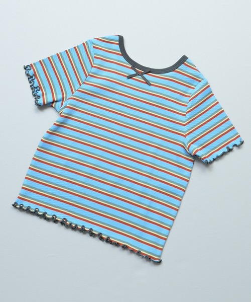 MARKEY'S（マーキーズ）の「先染めボーダーハンソデカットソー（Tシャツ/カットソー・キッズ・オレンジ/ライトブルー/オフホワイト・110/100/90/130/120/80）」の16枚目の写真