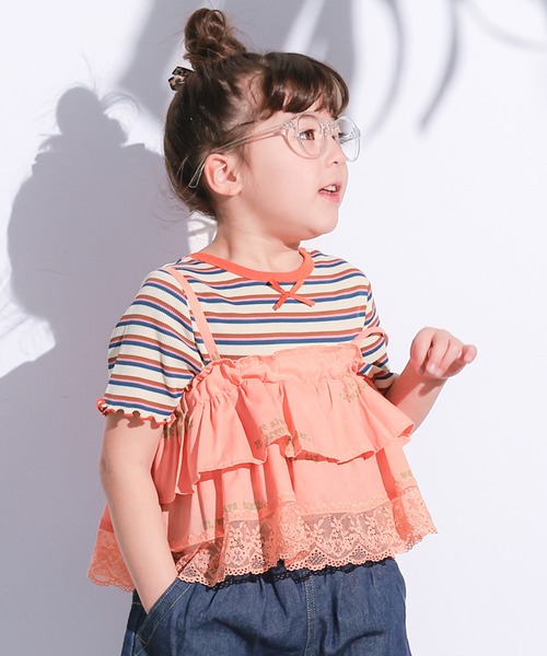 MARKEY'S（マーキーズ）の「先染めボーダーハンソデカットソー（Tシャツ/カットソー・キッズ・オレンジ/ライトブルー/オフホワイト・110/100/90/130/120/80）」の13枚目の写真