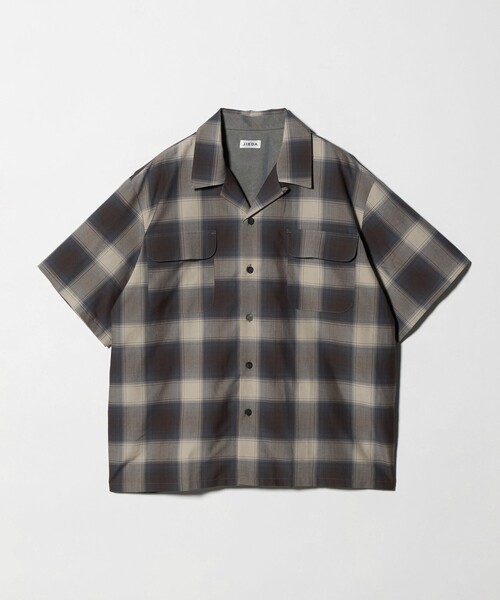 Jieda（ジエダ）の「＜JIEDA＞チェック オープンカラー ショートスリーブ シャツ（シャツ/ブラウス・メンズ・ダークブラウン/ブラック・2/1）」の2枚目の写真