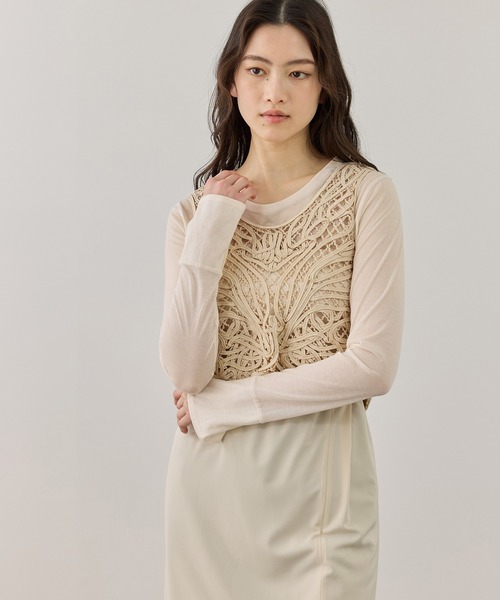 ADAM ET ROPE'（アダムエロペ）の「コードレースタンクジレ（ベスト・レディース・ブラック/キナリ・FREE）」の3枚目の写真