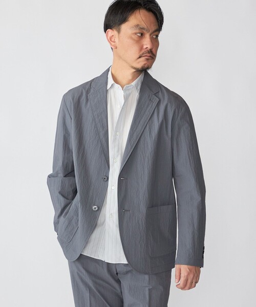 SHIPS（シップス）の「SHIPS:〈洗濯機可能〉CO+ ジャケット(セットアップ対応)（テーラードジャケット・メンズ・グレー系その他/ダークグレー/ブラック・MEDIUM/LARGE/SMALL）」の3枚目の写真