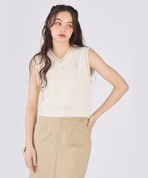 極美品✨️25SS　￥5.7万　アドーア　テープヤーンニットベスト　ベージュ　春夏 セール】スター 刺繍 ミックス ヤーン ニット ベスト（ニット/セーター