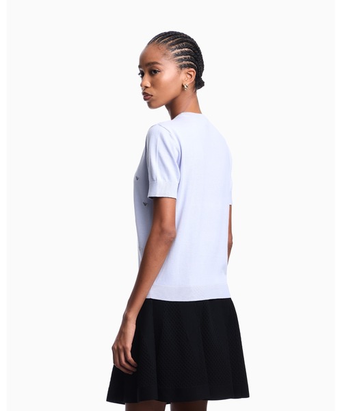 EMPORIO ARMANI（エンポリオアルマーニ）の「【エンポリオ アルマーニ】セーター マイクロイーグル総刺繍（ニット/セーター・レディース・ラベンダー/アイボリー・MEDIUM）」の3枚目の写真