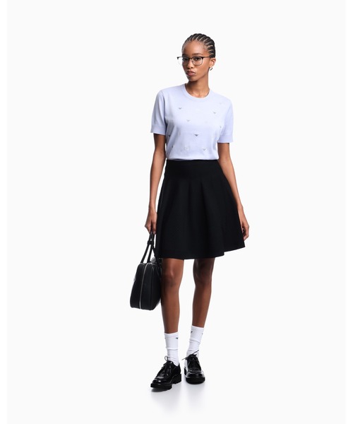 EMPORIO ARMANI（エンポリオアルマーニ）の「【エンポリオ アルマーニ】セーター マイクロイーグル総刺繍（ニット/セーター・レディース・ラベンダー/アイボリー・MEDIUM）」の5枚目の写真