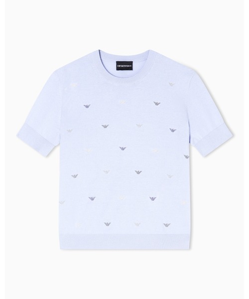 EMPORIO ARMANI（エンポリオアルマーニ）の「【エンポリオ アルマーニ】セーター マイクロイーグル総刺繍（ニット/セーター・レディース・ラベンダー/アイボリー・MEDIUM）」の6枚目の写真