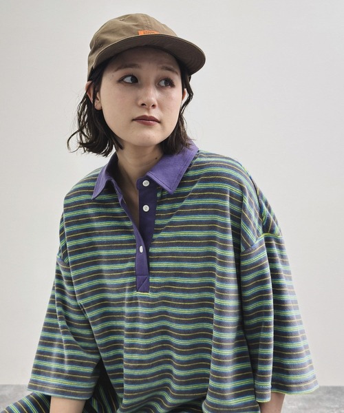 niko and...（ニコアンド）の「[MODE NORM CORE] パイルラガーマキシワンピース（ワンピース・レディース・ネイビー/ベージュ/サックスブルー・LARGE/MEDIUM）」の5枚目の写真