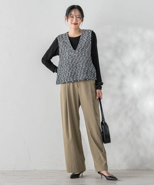 Droite lautreamont(ドロワットロートレアモン)の「カミュツィードベストブラウス(ベスト・レディース・ブラック・M)」の18枚目の写真