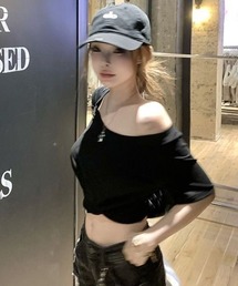 ViViDAY（ビビデー）の「ワンショルダーギャザーショートtシャツ（Tシャツ/カットソー）」