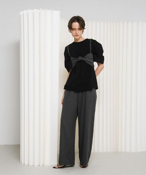 LAATO（ラート）の「puff shoulder big tee（Tシャツ/カットソー・レディース・ブラウン/ライトブルー/ブラック・FREE）」の4枚目の写真