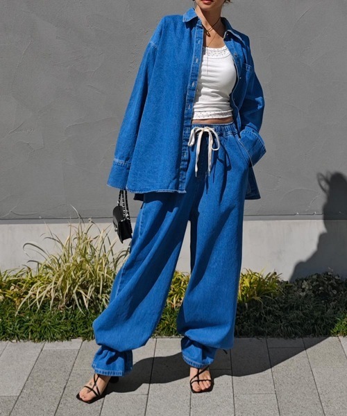 esutoreja（エストレジャ）の「デニムオーバーシャツ（シャツ/ブラウス・レディース・ブルー/ブラック・FREE）」の14枚目の写真