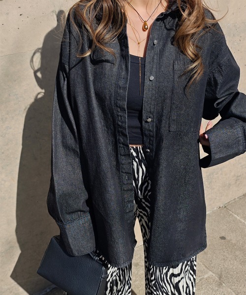 esutoreja（エストレジャ）の「デニムオーバーシャツ（シャツ/ブラウス・レディース・ブルー/ブラック・FREE）」の16枚目の写真