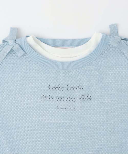 mezzo piano Junior（メゾピアノジュニア）の「【人気商品再入荷】【直営店で取り扱い無し】ラメメッシュニット＆半袖Tシャツセット（ニット/セーター・キッズ・サックスブルー/ライトピンク・M:150cm/L:160cm/S:140cm）」の4枚目の写真