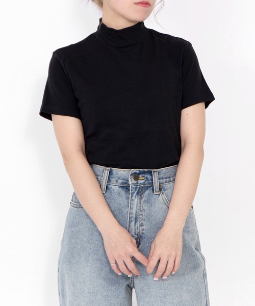 PUNYUS（プニュズ）の「ハイネックＴシャツ（Tシャツ/カットソー・レディース・ブラック/ホワイト・5/4/3/2/1）」の2枚目の写真