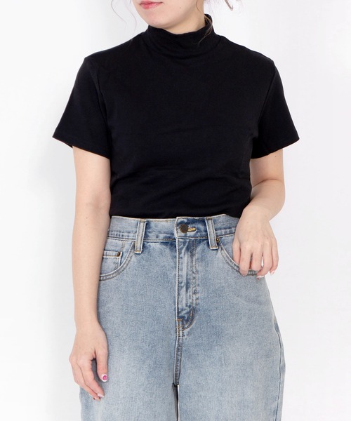 PUNYUS（プニュズ）の「ハイネックＴシャツ（Tシャツ/カットソー・レディース・ブラック/ホワイト・5/4/3/2/1）」の3枚目の写真