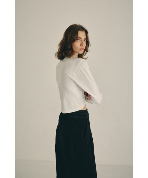 RIM.ARK(リムアーク)の「Silky long T/SH シルキー ロング ティーシャツ(Tシャツ/カットソー・レディース・ホワイト/杢グレー/ブルー/ブラック・FREE)」の14枚目の写真
