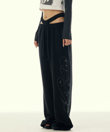 GILAARCHIVE（ギラアーカイブ）の「CUT-OUT DOUBLE WAIST SWEAT PANTS_BLACK（スウェットパンツ）」