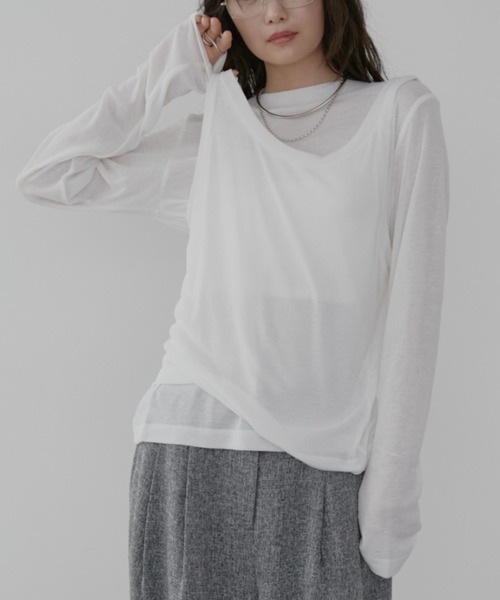 Aunt Marie's(アントマリーズ)の「タンクセットシアーロンT(Tシャツ/カットソー・レディース・ブラック/イエロー/アイボリー・FREE)」の8枚目の写真